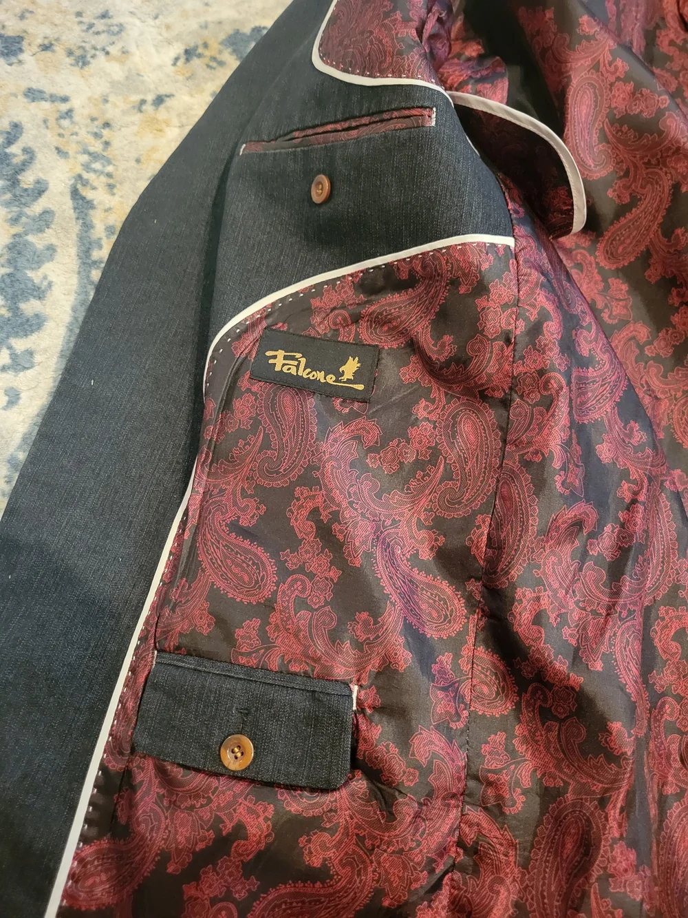 Falcone Men's Dark Denim Blazer - Classic Jacket 44R